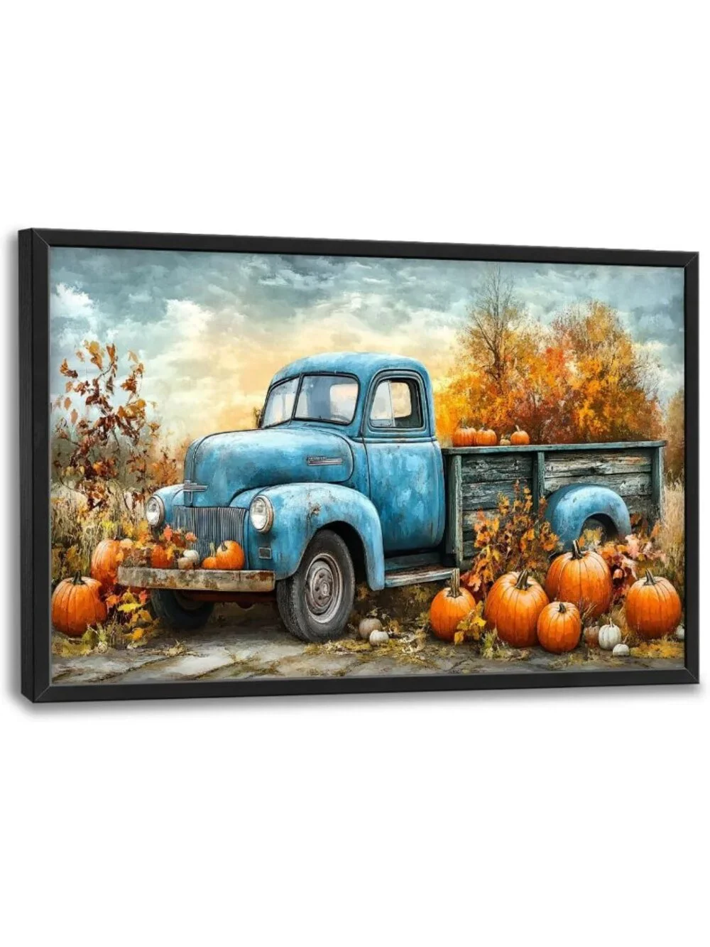 Large Fall Wall Art - Pumpkin Truck Canvas Print, Country Autumn Decor 36x24